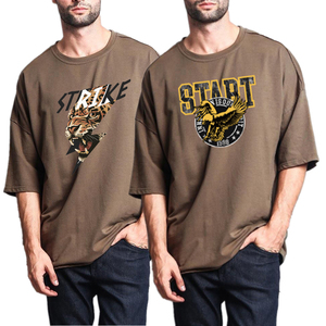 Logo personnalisé 100% coton imprimé graphique T-shirt pour hommes 180GSM surdimensionné mode T-shirts décontractés - Product Image 1