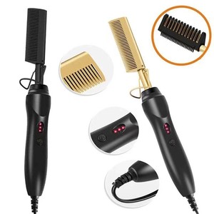 Peigne chauffant électrique Smq, 5 réglages de température, double usage pour cheveux secs et humides, lisseur et fer à friser, multifonctionnel pour la maison - Product Image 1