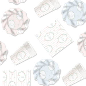 Kit de Fiesta Temática de Animales DAMAI, Platos de Papel Desechables Rosa y Azul, Vasos de Papel con Diseño de Cisne, Juego de Vajilla de Papel para Fiesta - Product Image 1