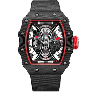 Luxe Saffier Mechanisch Skelet Herenhorloge 50M Waterdicht Automatisch Uurwerk Holle Polshorloge Topmerk