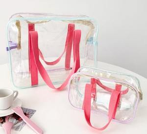 Large Capacity Macaron PVC Swim & Beach Bag Transparent Waterproof Cosmetic & Baby Wash Handbag for Living Room Use - Product Image 5