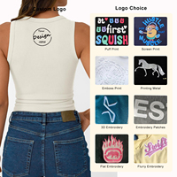 Vente en Gros OEM Débardeurs Côtelés Femme Dos Nageur en Coton Brodé Personnalisé, Haut de Sport et Tenue de Ville pour Femmes