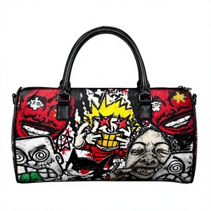 Sac de voyage de luxe en cuir 2026, imprimé camouflage et graffiti, grande capacité, doublure polyester, fermeture éclair, pour week-end - Product Image 4