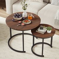 Vente en gros ensemble de table basse ronde gigogne texture de dessus en marbre table à thé centrale minimaliste en bois et en fer pour le salon chambre à coucher nuits