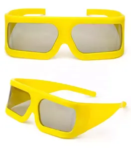 Gafas 3D amarillas con marco grande, lentes tridimensionales para cine