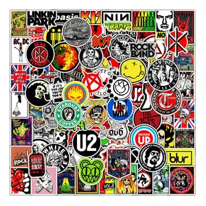 Stiker grafiti tema musik Rock, stiker dekorasi untuk bagasi Laptop sepeda motor Notebook tahan air 100 buah