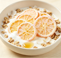 Tranches d'orange croustillantes enrobées de FD, collation de fruits en couches, saveur naturelle d'agrumes, prêtes à consommer pour la décoration de desserts, vente en gros en vrac