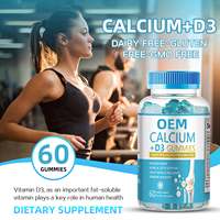Supplément de soins de santé naturel direct d'usine OEM Gummies pour la résistance des os Soutient le calcium Vitamine D3 Fer Zinc Sélénium