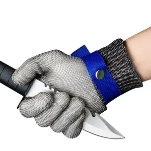 Chống cắt găng tay A5 butcher găng tay thép không gỉ Đan Cổ tay làm việc găng tay dùng một lần bảo vệ găng tay