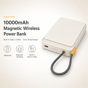 Banco de Energía Inalámbrico Magnético de 10000 mAh, <span class=keywords><strong>Cargador</strong></span> Portátil de <span class=keywords><strong>Carga</strong></span> Rápida de 22.5 W con Cable Tipo C Integrado - Product Image 1
