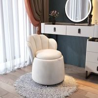 Chaise de maquillage en tissu, style moderne et minimaliste, légèrement luxueuse, avec dossier et rangement, pour chambre à coucher, tabouret de coiffeuse