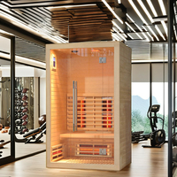 Sauna infrarouge moderne à spectre complet pour 2 personnes en bois massif de cèdre rouge en pruche avec vapeur sèche Accessoire pour panneau de commande de spa à domicile