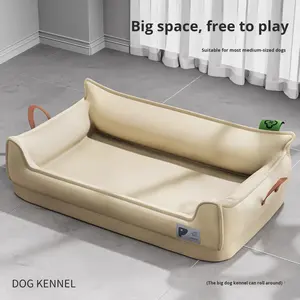 Ganzjahres-umwelt freundliches abnehmbares Leder-Hunde bett mit Tier muster für mittelgroße/große Hunde Wasserdichte Schlafs ofa matte - Product Image 2