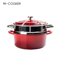 M-cooker Casserole Macaron classique de style japonais Marmite à fond plat en fonte émaillée Marmite à soupe