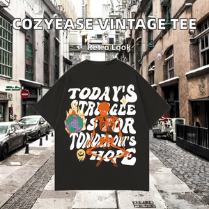 COZYEASE Camisetas gráficas para hombre con estampado de letras, camisetas informales de manga corta, camisetas de verano vintage 100% poliéster, negro L - Product Image 2