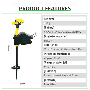 Pulvérisateur à jet d'eau activé par le mouvement de la batterie effrayer les cerfs lapins oiseaux <span class=keywords><strong>chat</strong></span> chien répulsif pour animaux dissuasif arroseur - Product Image 2