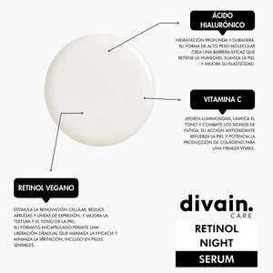 Divain Siero Notte al Retinolo con Vitamina C, E e Acido Ialuronico per una Pelle Super Luminosa - Product Image 3