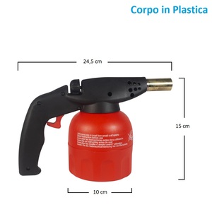 Bruciatore a gas con cartuccia da 190 gr, accensione piezoelettrica e regolatore di fiamma per brasatura in rame - Product Image 2