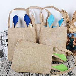 Sac fourre-tout en toile de jute écologique pour œufs de Pâques, 7 couleurs, avec oreilles de lapin - Product Image 3