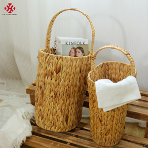 XH Set of 2 Natural Water Hyacinth <strong>Wicker</strong> Storage <strong>Stair</strong> <strong>Basket</strong> with Handle Large Magazine <strong>Basket</strong> <strong>for</strong> Home Organizing Laundry - Product Image 4
