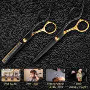 Japan Stainless 6\" Hair Scissors <b>Set</b> Styling Tool Thinning Shears for <b>Barber</b> Shop Haircut Gold Black Beauty Tool - Product Image 4