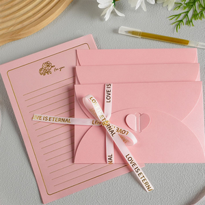 Sobre Negro con Rosa Dorada para el Día de San Valentín, Juego de Cartas de Amor Personalizadas para Novia, Papel de Escritura de Lujo para Declaraciones de Amor - Product Image 3