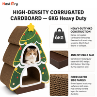 Tour de griffoir/structure d'escalade pour chat en forme d'arbre de Noël, multi-niveaux, de luxe, en carton ondulé vert, écologique et de grande taille