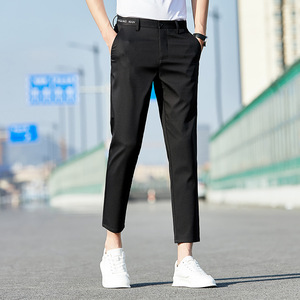 <span class=keywords><strong>Pantalon</strong></span> <span class=keywords><strong>homme</strong></span> formel coupe slim droite <span class=keywords><strong>taille</strong></span> mi-haute élastique léger respirant séchage rapide <span class=keywords><strong>avec</strong></span> bas de jambe étroit style coréen - Product Image 1