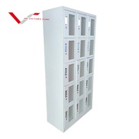 Casier de gym en acier perforé OEM 15 portes avec ventilation diamantée pour salle de sport, école, salle d'employés - Vente en gros