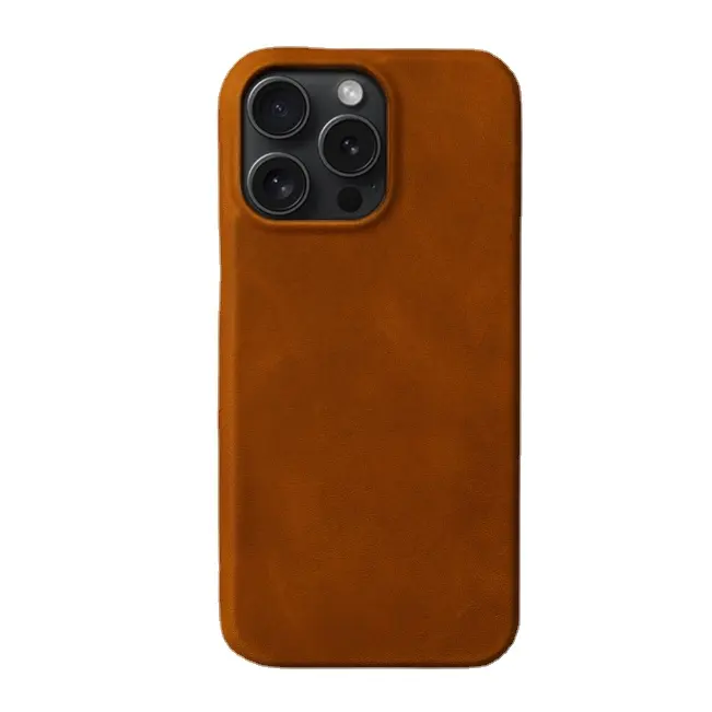 Coque de téléphone portable en cuir d'agneau de luxe pour iPhone 15/ Pro /Pro Max étui antichoc en cuir