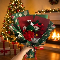 Buket Bunga Rajut Tangan Romantis, Hadiah Rajutan untuk Pernikahan, Hari Valentine, Natal, Dekorasi Bunga Buatan Grosir
