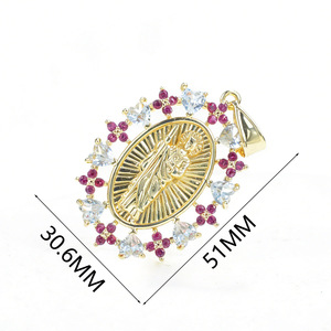 Collier en <span class=keywords><strong>or</strong></span> 14 carats avec pendentif <span class=keywords><strong>médaille</strong></span> Saint Jude Thaddeus en forme de cœur, <span class=keywords><strong>chaîne</strong></span> cubaine pour hommes et femmes - Product Image 2
