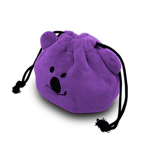 Round Fleece <b>Drawstring</b> Bag With Embroidery For Cosmetics And Digital Devices Storage Soft Cloth <b>Pouch</b> - Product Image 2