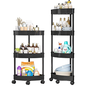 Ba Góc Kệ Nhựa Hiện Đại Đứng Loại Nhiều Lớp Trượt Cán Phòng Tắm & Nhà Bếp Lưu Trữ Giá - Product Image 1