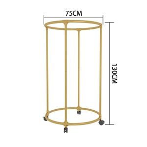 Bằng sáng chế mới sắt nghệ thuật đa chức năng một tầng tầng bánh xe xoay quần áo giá hiển thị đứng phòng khách khô kệ - Product Image 6