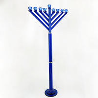 Candélabre de Hanouka à 9 bras en cristal bleu MH-TZ0546