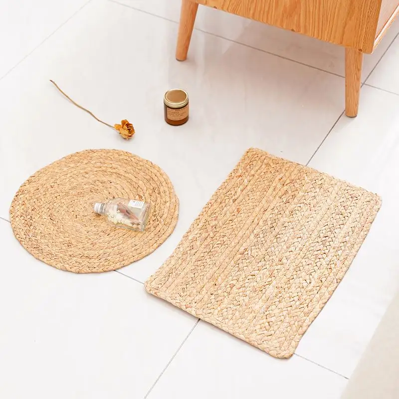 Natural Hyacinth Mat Rug For Floor Decoration In Bulk Sale Seagrass Carpet Rugs Hand Woven Floor Mat