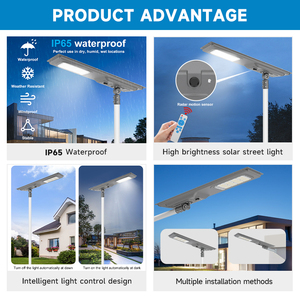 Lampione Solare <span class=keywords><strong>LED</strong></span> <span class=keywords><strong>per</strong></span> Esterni in Acciaio Zincato Integrato, 190-210lm/w, IP65, 200W 300W 400W, <span class=keywords><strong>per</strong></span> Uso Commerciale e Stradale - Product Image 2