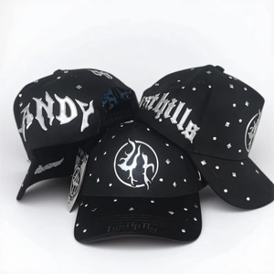 Gorras Dandy Hats de 5 Paneles Negras con Pedrería Personalizadas OEM, Colección Aniversario, Originales, en Caja - Product Image 4