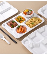 Déjeuner scolaire réutilisable servant 15.5 pouces 6 compartiments diviser la portion plaque de restauration rapide plateau en mélamine