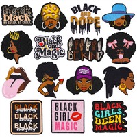 Nouvelle personnalité prix de gros Black Girl Magic Queen Design fer sur des patchs en tissu sergé brodé pour vêtements chapeau
