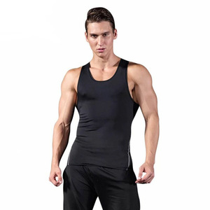 Maglietta sportiva attillata da allenamento per <span class=keywords><strong>uomo</strong></span> maglietta intima elasticizzata ad asciugatura rapida pallacanestro da corsa maglietta intima per fitness - Product Image 2