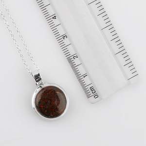 Gemkora <b>Dinosaur</b> Bone Crystal Pendant <b>Necklace</b> Natural Stone Round Cabochon Bezel Setting Unisex Everyday Wear - Product Image 2