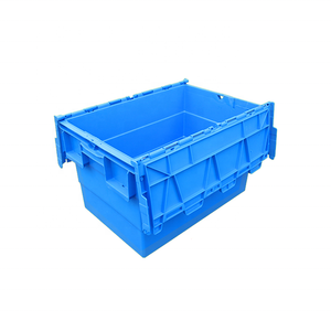 600*400*315mm 60L Euro boxes plastic storage stackable attached lid moving container crates