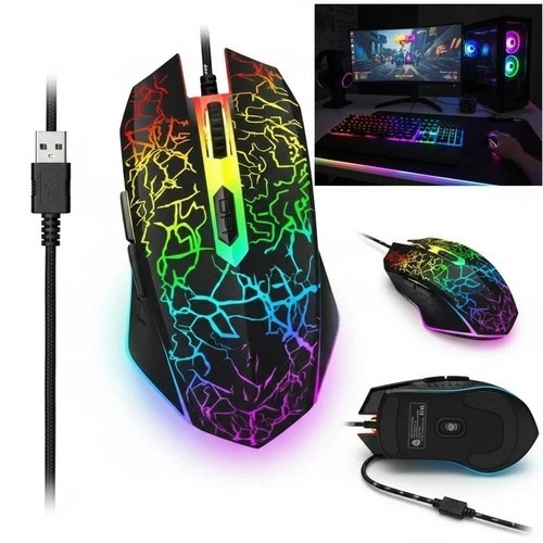 2.4GHz/BT5.1 Transparent Mouse Computer Silent Rechargeable Lightweight RGB Wireless Gaming Mouse for MacTablet Laptop