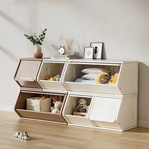 Children's Room Plastic Toy Box with Lid Stackable <strong>Storage</strong> Bins for Living Room and Bedroom <strong>Organization</strong> - Product Image 1