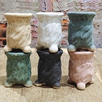 Pot de fleurs en céramique écologique personnalisé pour plantes succulentes, pot carré en poterie brute style macaron, pot à cactus en porcelaine, pour table, jardin, hôtel, cadeau