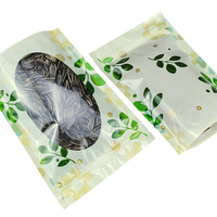 Sachet Doypack vert brillant transparent imprimé avec fenêtre transparente et fermeture éclair pour emballage alimentaire