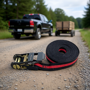 Correa de trinquete 424 N5 de 1 pulgada x 15 pies, negra con franja roja para remolcar y transportar de forma segura - Product Image 3