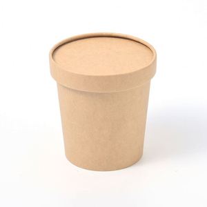 OEM Accept Biodegradable Kraft Paper Disposable Food <b>Bowl</b> <b>With</b> <b>Lid</b> Custom Printing for Camping and Restaurant Use - Product Image 1